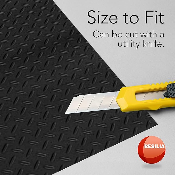 RESILIA Truck Bed Mat Liner – Universal Size, Durable Heavy-Duty All-Weather Protection for Your Truck, Cargo Van, or SUV, Pickup Accessories, Trim to Fit, Black, Thick 4 Foot x 8 Foot, Made in USA