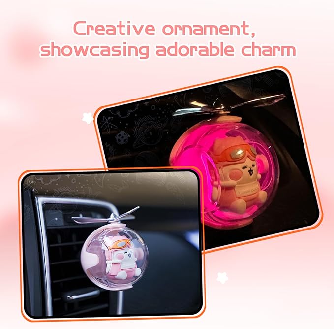 Pink Kitty Car Air Freshener with LED Lights & 4 Scented Pads – Subtle Fragrance, Decorative Auto Accessories