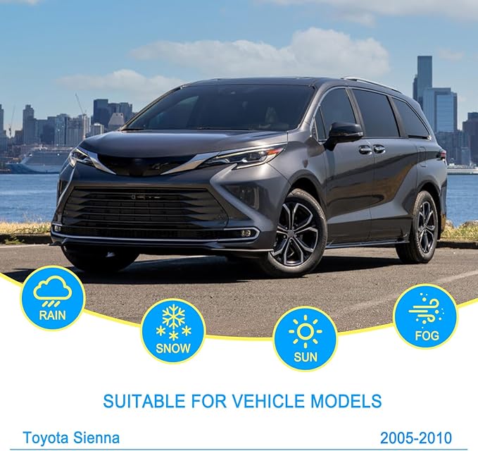 CJPPPZIW® Windshield Wipers-26"+19"+16" Replacement for 2005 2006 2007 2008 2009 2010 Toyota Sienna Premium All-Season Front and Rear Wiper Blades,Original Factory Quality(Pack of 3)