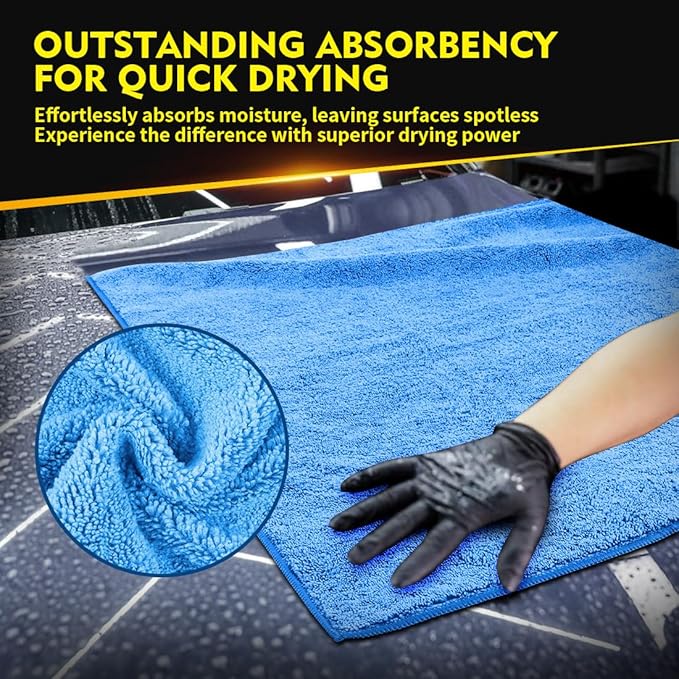 HOMEXCEL Car Drying Towels, 2 Pack Professional Microfiber Towels for Cars, Scratch-Free, Highly Absorbent Drying Towel for Cars, SUVs, RVs, Trucks, and Boats, 31 x 24 inch, Blue