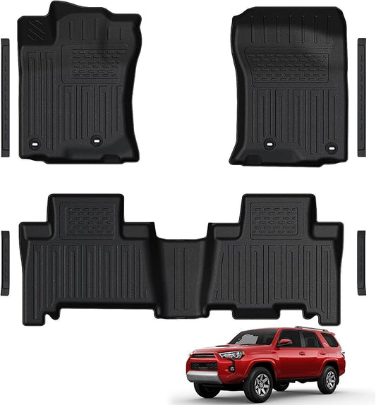 Floor Mats Fit for Toyota 4Runner 2013-2024 (5 Seats & 7 Seats), TPE All Weather Protection Floor Liners Including Front & 2nd Row & Door Sill Guards for 4 Runner Car Mat Accessories
