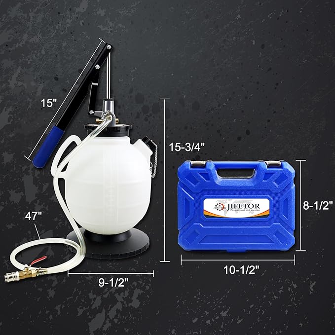 JIFETOR Transmission Fluid Refill Pump ATF Transfer Tool Kit, Manual Gearbox Oil Filler Set with 7.5L Oil Filling Can Dispenser 15PCS ATF Adapters Compatible with Ford Audi Mercedes Benz VW BMW