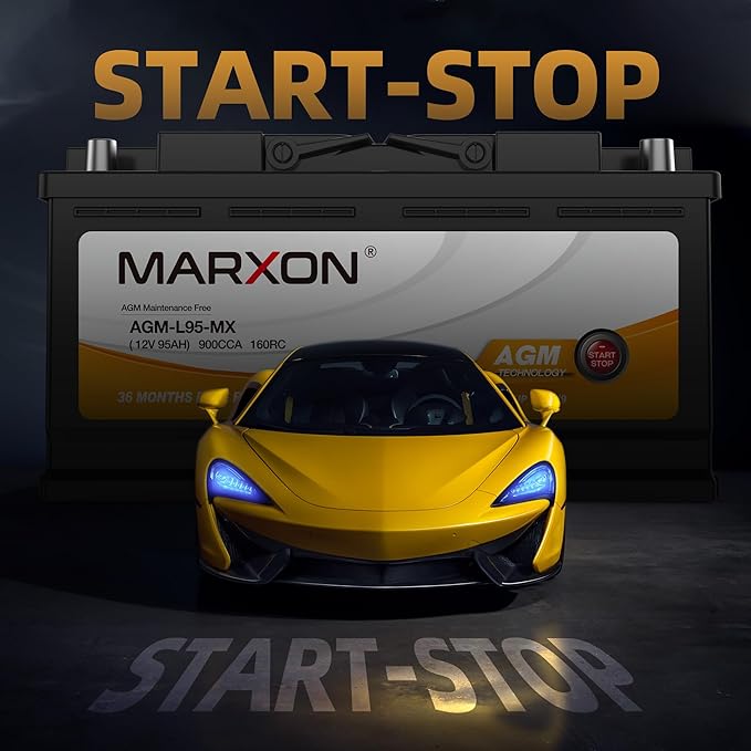 MARXON Group 49 H8 L5 Start and Stop Car Battery 12v 95AH 900CCA AGM BCI49 Maintenance Free Automotive Replacement Batteries