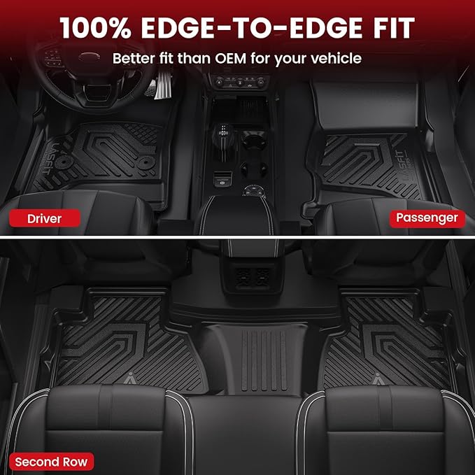LASFIT Floor Mats & Cargo Liner 2015-2020 & Only 7/8 Seats (Not for 9 Seats) for Chevrolet Chevy Tahoe/GMC Yukon(Only Yukon, Not Fit Yukon XL), All Weather TPE Custom Fit Car Floor Liners