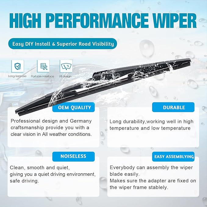 VTOGOI Original Factory Quality Rear Windshield Wiper Blades Replacement For Kia Sedona 2015-2021 Telluride 2020-2024,Easy To Install 12"(Pack of 1)