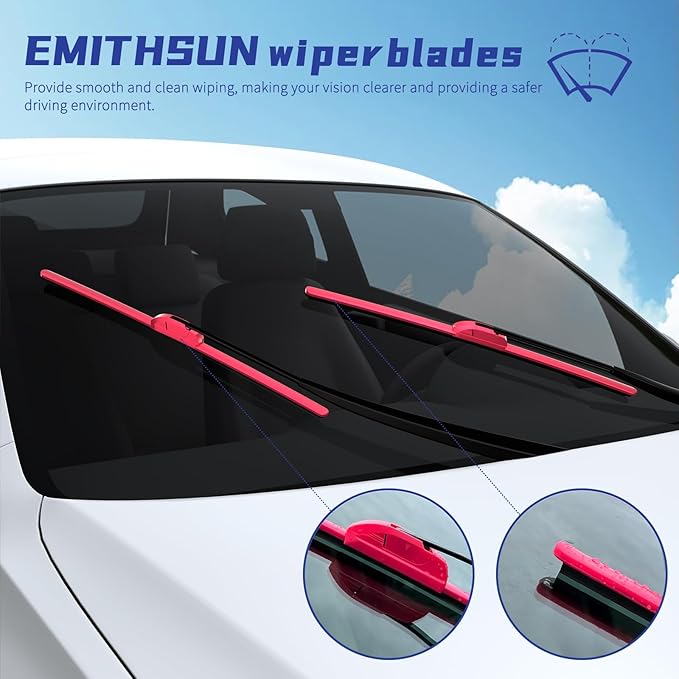 OEM QUALITY 24" + 18" Premium All-Seasons Durable Stable And Quiet Rose Red Windshield Wiper Blades (Set of 2)
