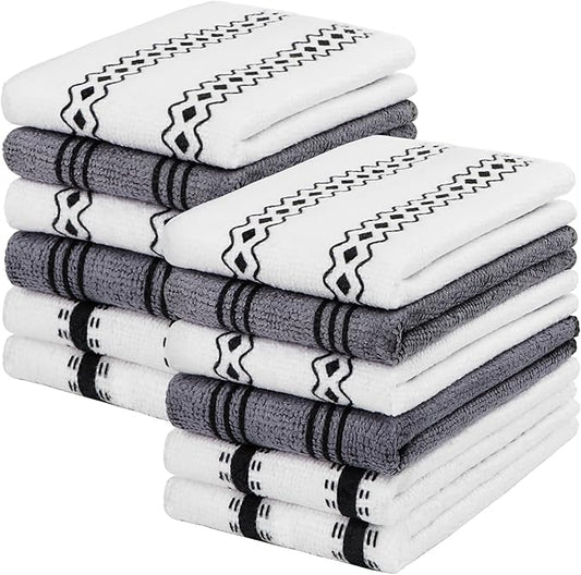 HOMEXCEL Microfiber Cleaning Cloth, Kitchen Towels 12 Pack, Lint Free, Scratch-Free, Highly Absorbent, Reusable Dish Towels for Kitchen and Household