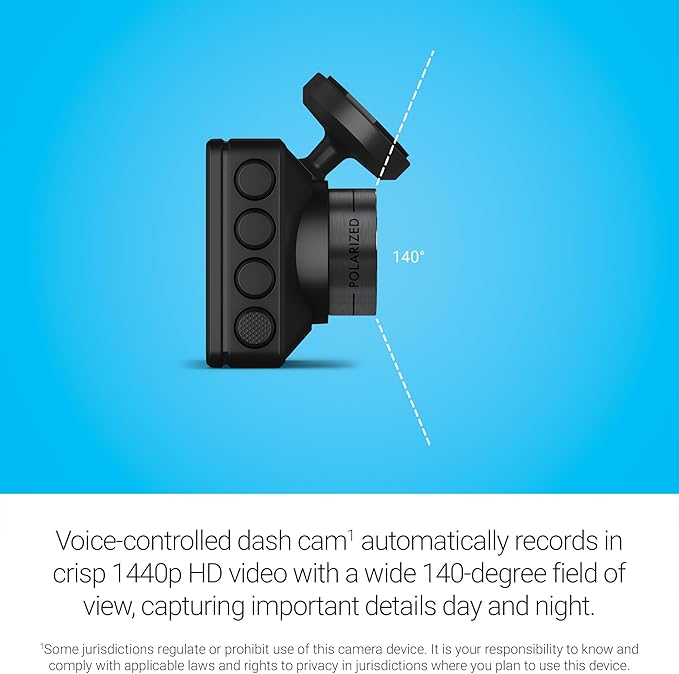 Garmin Dash Cam™ X210, Compact 1440p HD Dash Cam with a 140-degree Field of View, Built in Clarity™ Polarizer, Voice Controlled, GPS, 2.4” Display, Automatic Recording