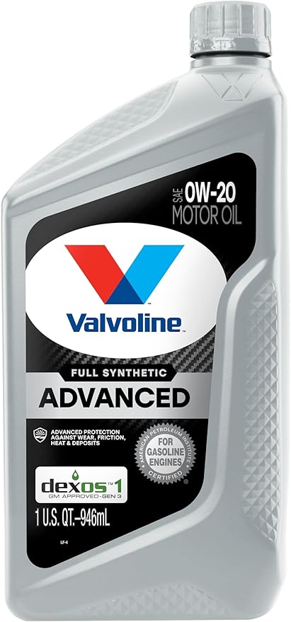 Valvoline Advanced Full Synthetic SAE 0W-20 Motor Oil 1 QT, Case of 6