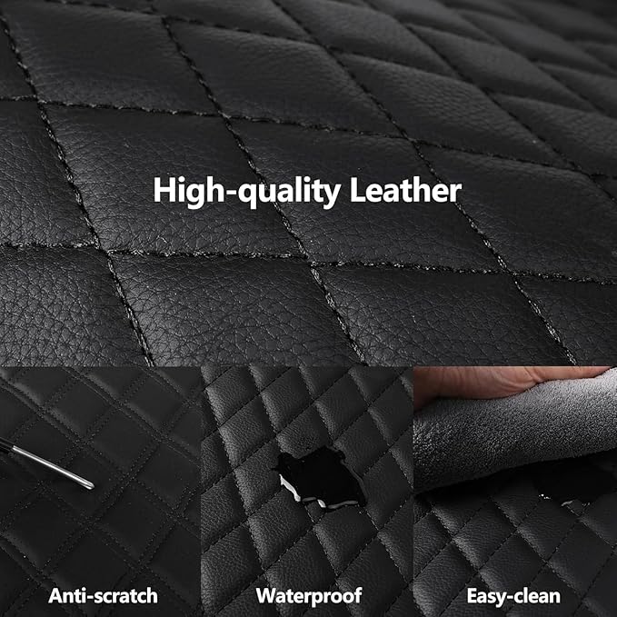 Leather Car Seat Covers,Breathable and Waterproof Seat Cover Full Set,PU Premium Universal Fit Automotive Airbag Compatible for Cars Sedans SUVs Vans and Trucks(Full Seat,Black,N1)