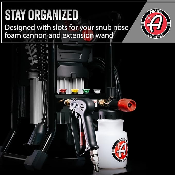 Adam's Pro Series Electric Pressure Washer 2.0 - Professional Powerful Detailing Car Washing Pressure Sprayer That Includes Snub Nose, Wall Mount & Pressure Washer Tips | 1200 PSI & 1.76 Operating GPM