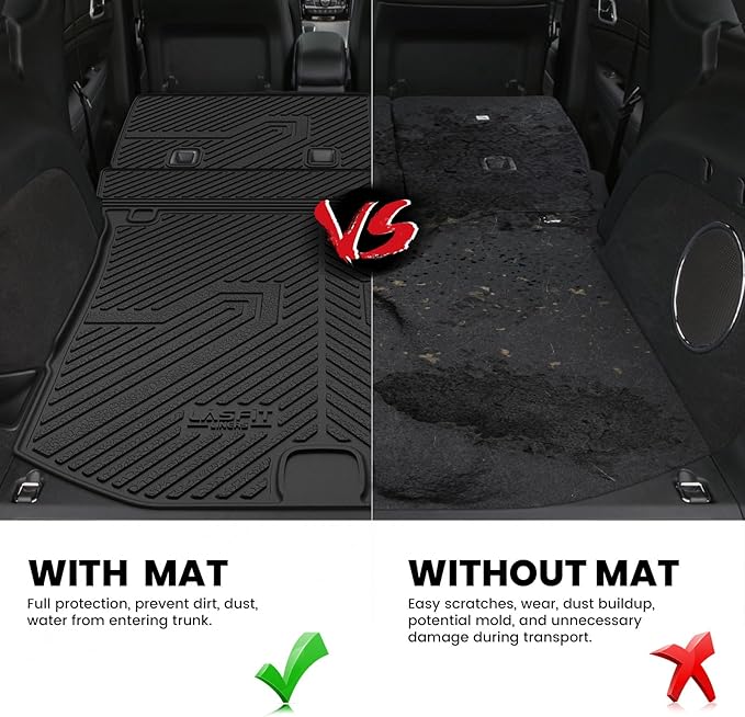 LASFIT Cargo Mat for Jeep Grand Cherokee 2011-2021 All Weather TPE Custom Fit Rear backrest Mat Trunk Seatback Cargo Liner, Black