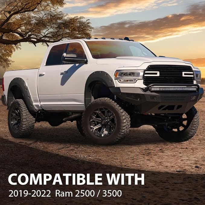 G-PLUS Fender Flares 4PCS,Compatible with Chevy Silverado 1500 2019 2020 2021(Not Fit 2019 LD),Not Fit GMC Sierra,Pocket Rivet Style Smooth Black 4pcs