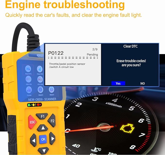 OBD2 Scanner Diagnostic Tool, 2024 Enhanced Detection Accuracy, Code Reader for Cars and Trucks 1996+, Check Engine Code Reader with Reset, Live Data, Printer, T600 OBDII Vehicle Maintenance