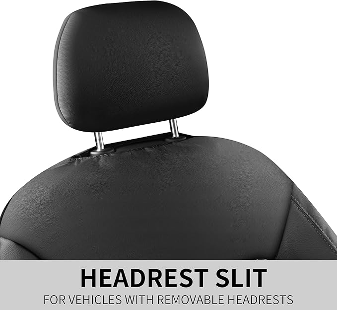 Car Seat Cover,Breathable and Waterproof Leather Seat Covers,Luxury PU Universal Fit Automotive Airbag Compatible for Cars Sedans SUV and Trucks(2 Pieces,Front Seat,Black,N1)