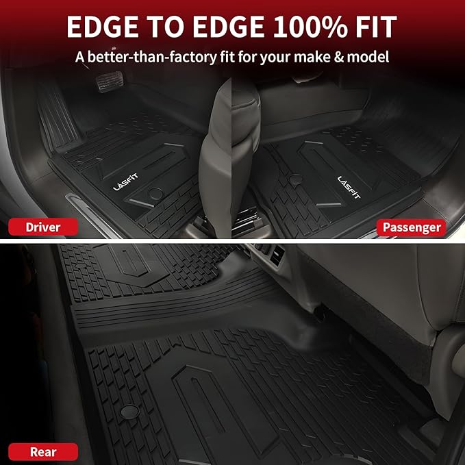 LASFIT Front Floor Mats 2019-2026 for Chevrolet Silverado/GMC Sierra 1500, 2020-2026 Chevy Silverado/GMC Sierra 2500HD 3500HD, Crew Cab/Double Cab, All Weather TPE Floor Liners, 1st Row Only
