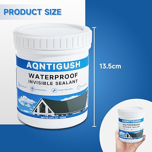 35oz Transparent Waterproof Sealant Coating Invisible Waterproof Agent, Waterproofing Adhesive for Roofs, Walls, Bathroom, Shower, Wood, Indoor & Outdoor Water Proof Clear Paint Sealer 1kg