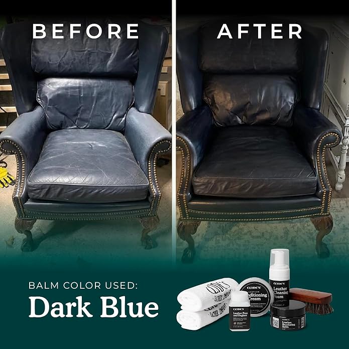 Clyde's™ 4-Step Leather Recoloring Kit | Includes Brush and Lint-Free Towels | Cleans, Restores, and Protects Your Leather