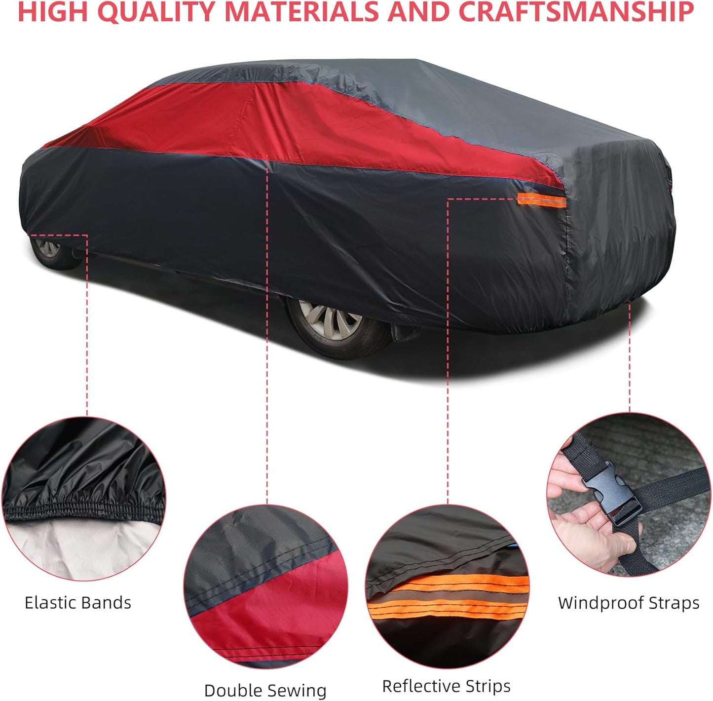 Car Cover Waterproof All Weather,Outdoor Car Cover for Automobiles