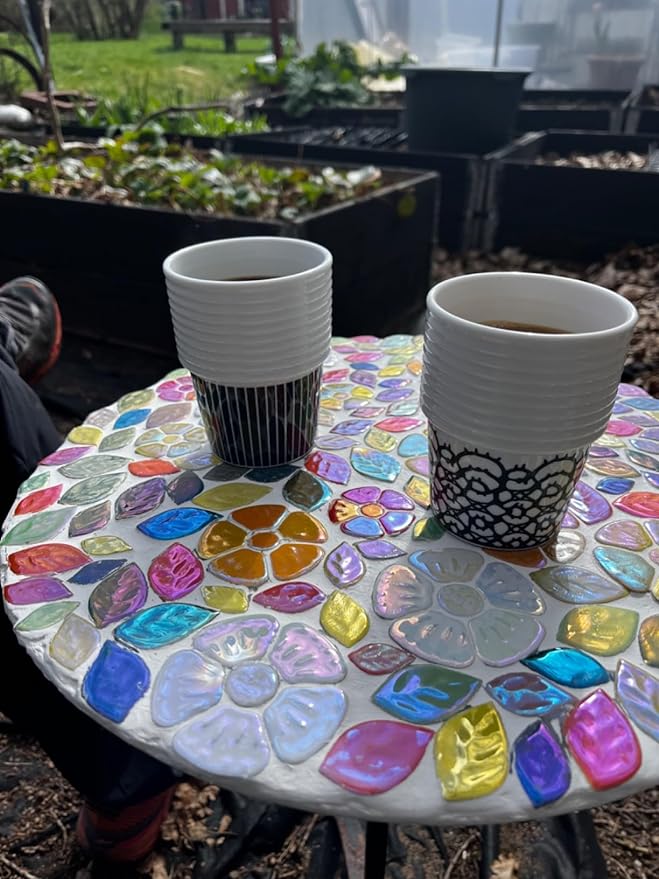 1.1LB Iridescent Leaves Ceramics Mosaic Tiles,Making Creative 3 Size Ceramic Mosaic Pieces for DIY Craft,Flowerpots,Vases,Cups,Garden Decor Mosaic Making Supplies (Peacock Green)