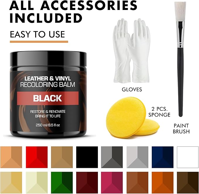 FORTIVO Leather Recoloring Balm, Color Restorer, Scratch Remover, Couch Paint and Repair, Leather Balm for Couches