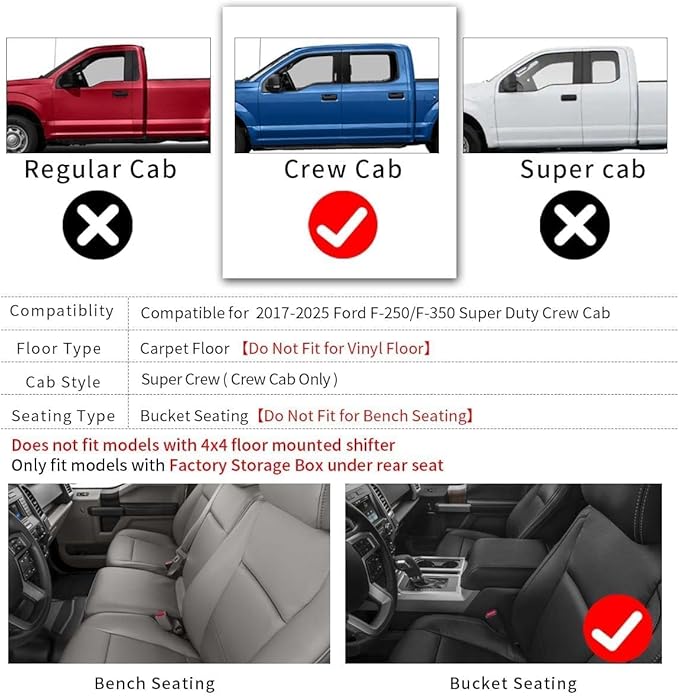 YITAMOTOR Floor Mats Compatible with F250/F350/F450/F550, Custom Fit for 2017-2025 2026 Ford F-250/F-350 SuperCrew Cab, 1st & 2nd Row All Weather Protection