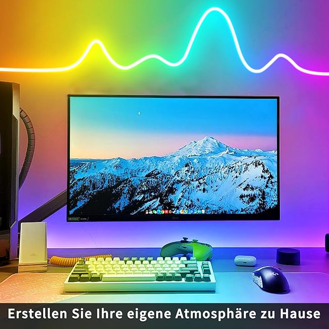 132Ft Neon Rope Lights,Flexible Led Rope Light Control with App/Remote,Multiple Mode Rope Lights,IP65 Outdoor RGB Led Neon Lights Waterproof,Music Sync Gaming Led Neon Light Strip for Bedroom