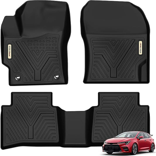 YITAMOTOR Floor Mats Compatible with Toyota Corolla Sedan 2020-2025 (Not Fit for Hatchback), TPE All Weather Automotive Corolla Floor Liners Custom Fit 1st & 2nd Row, Black