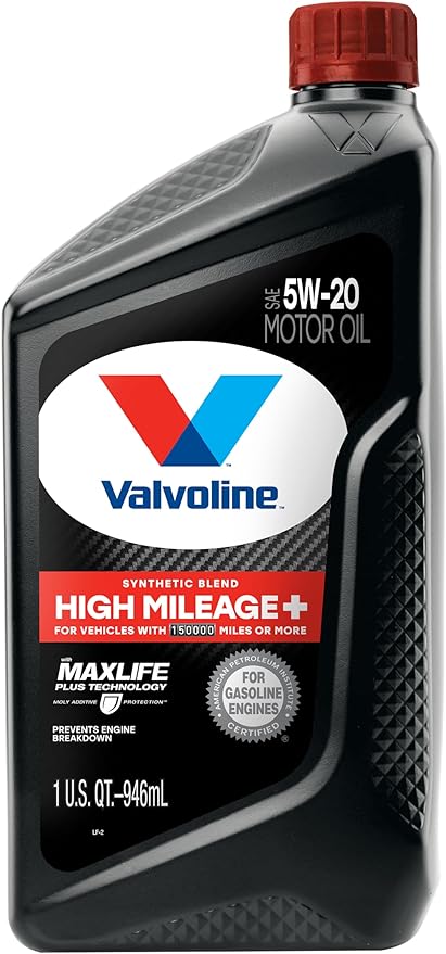 Valvoline High Mileage 150K with Maxlife Plus Technology Motor Oil SAE 5W-20 1 QT, Case of 6