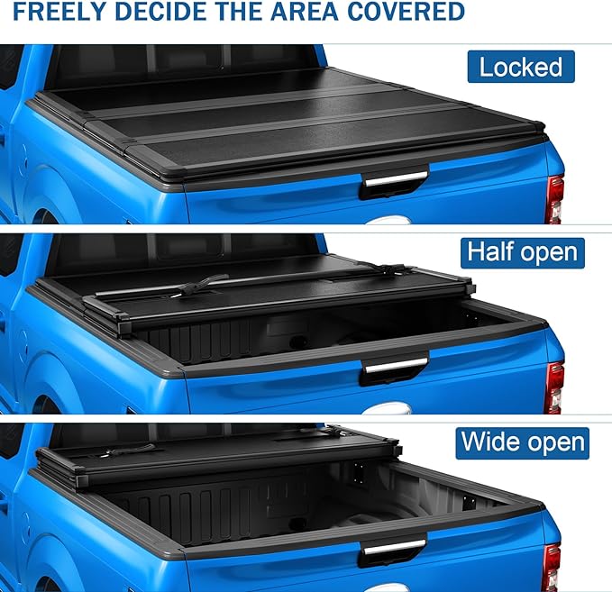 Hard Tri-Fold Truck Bed Tonneau Cover Compatible with 2015-2024 Ford F-150 6.5FT Bed