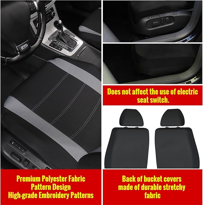 AUTOYOUTH Car Seat Covers - Achieve The Perfect Combination of Style and Protection with Universal Fit for Sedan, Truck, SUV (Gray)