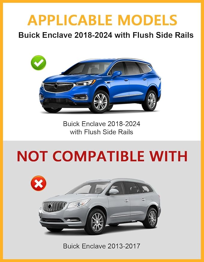 Tuyoung All Aluminum Roof Rack Cross Bars Compatible with Buick Enclave 2018-2025 (with Flush Side Rails), 260lbs Lockable Heavy Duty Roof Rails Crossbars Cargo Carrier Luggage Kayak Accessories