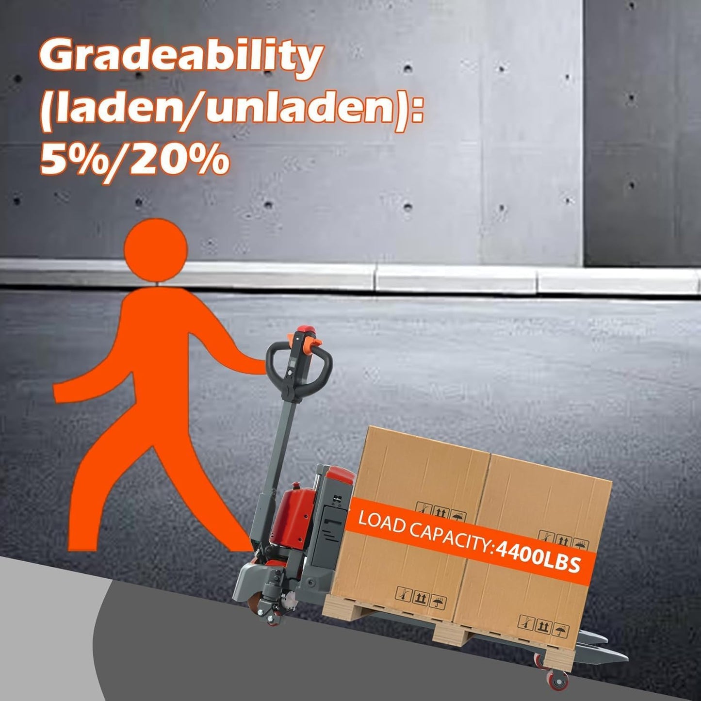 Tory Carrier Full Electric Power Pallet Jack Truck 4400lb Cap. 48" x 27" Fork Size, Lithium Battery Motorized Trucks Lift for Material Handling