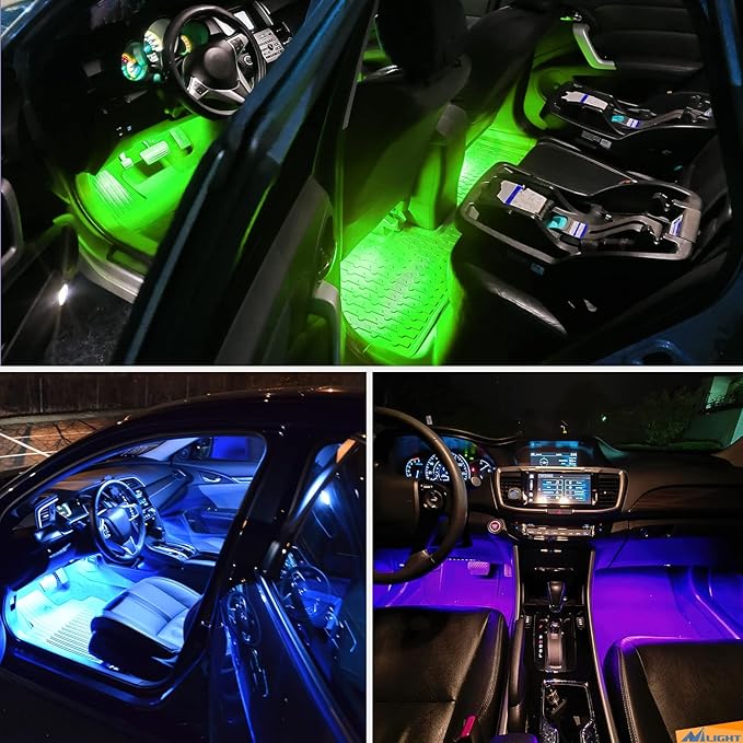 Nilight RGB LED Car Interior Stripe Light with APP Control Multicolor Music Sync Mode Waterproof Car Under-Glow Lighting Lamp Kits Universal Cars Truck ATV UTV