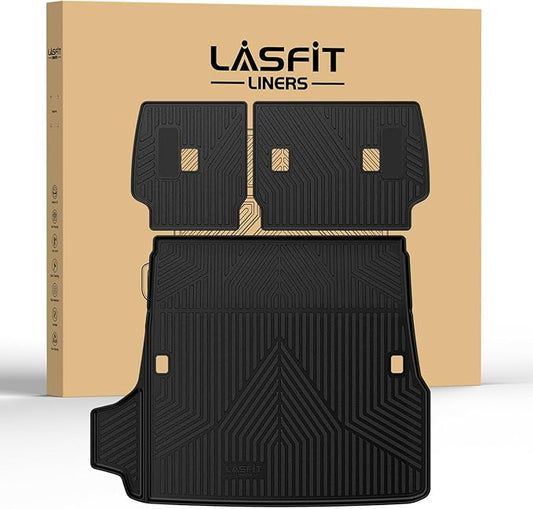 LASFIT Trunk Mat&Backrest Mat for Toyota 4Runner 2025-2026 5-Seater Gas Only(Not Fit Hybrid or 7-Seater), All Weather TPE Custom Fit Cargo Liner for 6th gen 4Runner SR5/TRD/Limited Cargo Mat