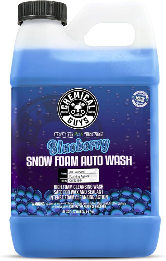 Chemical Guys CWS21664 Blueberry Snow Foam Car Wash Soap (Works with Foam Cannons, Foam Guns or Bucket Washes), Safe for Cars, Trucks, SUVs, Jeeps, Motorcycles, RVs & More, 64 fl. Oz