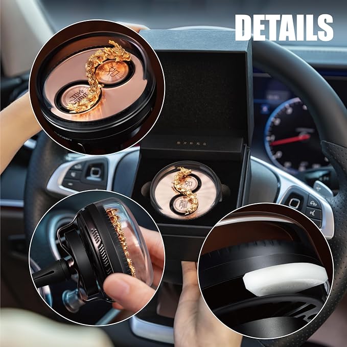 Car Air Freshener with Moving Dragon - 3 Fragrance Pads, Wind-Powered Air Vent Diffuser, Moving Dragon Design, Car Freshener Vent Clip