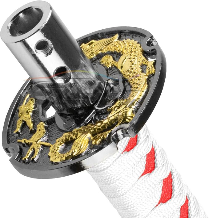 EZAUTO WRAP 20cm White Red Shift Knob Samurai Sword Alloy Katana with Adapter Universal
