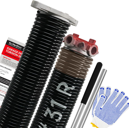 Pair of 1.75" Garage Door Torsion Springs Set with Non-Slip Winding Bars&Gloves, High Precision Electrophoresis Oil-Free Black Coated for Replacement, MIN 16,000 Cycles (0.234 x 1.75"x 31")