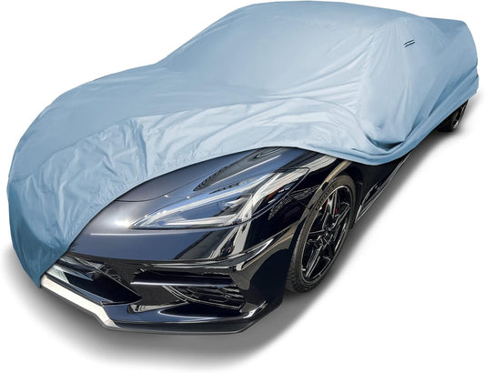 iCarCover Premium Car Cover for 2020-2025 Chevy Corvette C8 with High Wing Spoiler Heavy Duty Waterproof All-Weather Automobiles Custom Fit Indoor Outdoor UV Snow Protection Covers with Straps and Bag