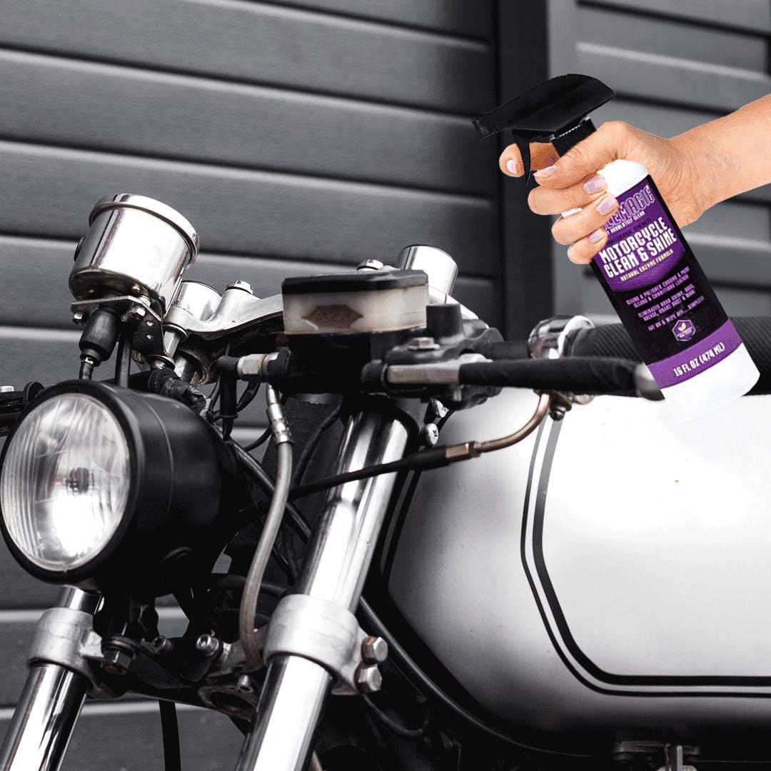 CycleMagic Motorcycle Clean and Shine Motorcycle Cleaner & Conditioner, Chrome Cleaner, Leather Cleaner, Paint | Eliminates Grime, Brake Cleaner, Dirt & Debris (32oz Spray Bottle (Save 25%))