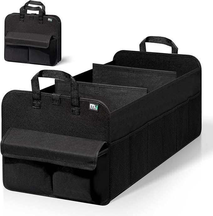 MIU COLOR Trunk Organizer for SUV, Collapsible Car Organizer with 12 Pockets, Non-Slip Bottom, Storage Organizer for Sedan, Van, Jeep, Grocery, Car Accessories, Large 3 Compartments, Black,32"×13"×12"