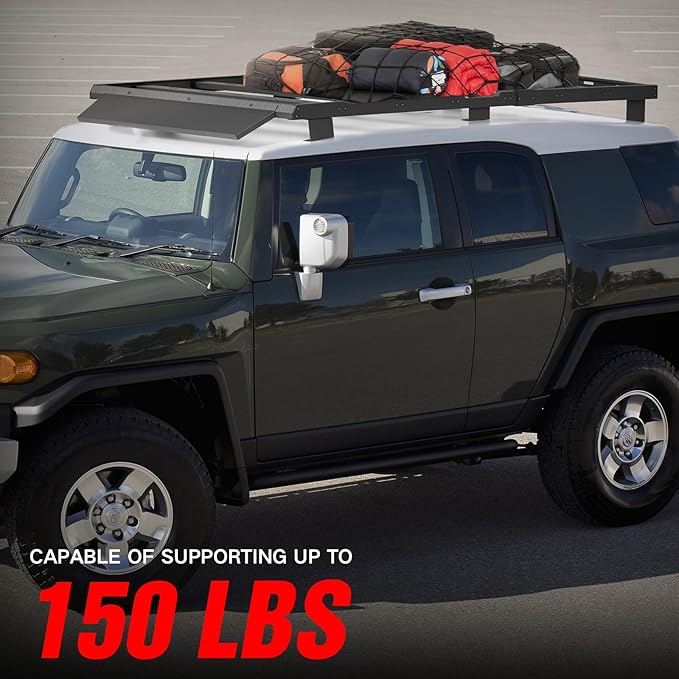for Cruiser Roof Rack Cargo Basket Compatible with 2007 2008 2009 2010 2011 2012 2013 2014 Toyota FJ Cruiser, Overland Rooftop Pickup Truck Cargo Carrier Top Luggage Storage Holder Cross Bars
