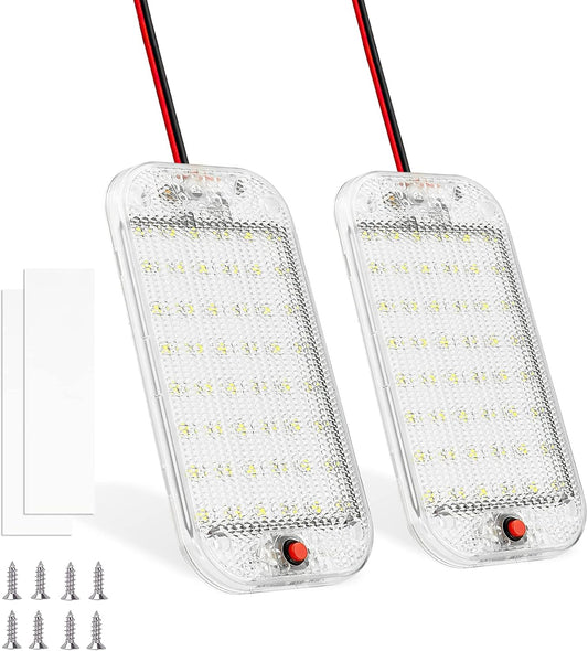 Dome Light for RV Interior, 48LED 800LM Ultra Bright 12 Volt LED White Lights, RV Ceiling Light with Switch Control, Ideal for Car Van Truck Camper Lorry Motorhome Boat(2 Pack)