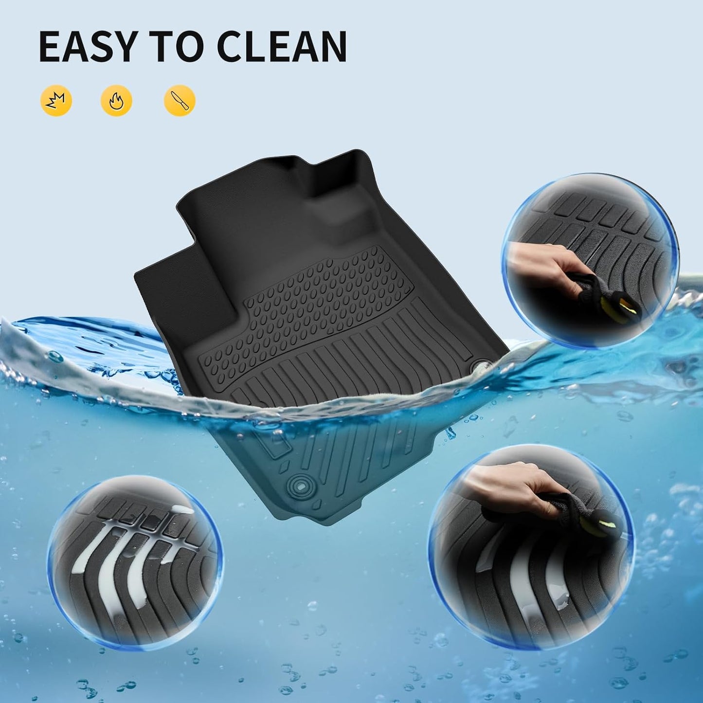 GINOWY-Floor Mats & Cargo Liner for Acura ILX 2013-2022, All Weather Car Floor Mats Cargo Trunk Mat TPE Rubber Liners for Acura ILX Accessories-Black