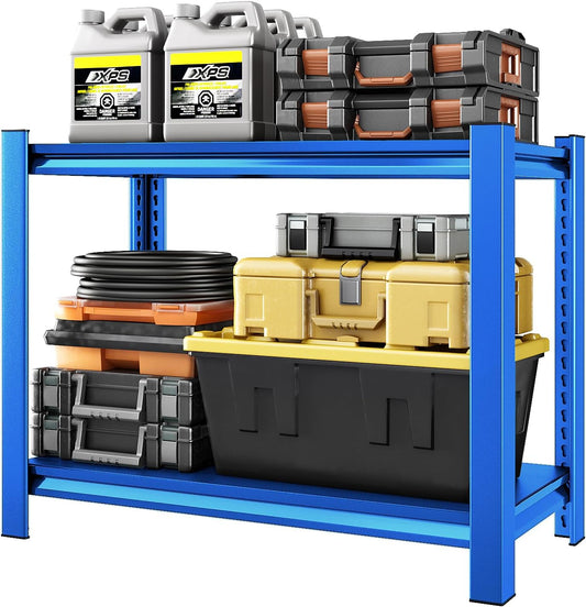 40" W Garage Shelving Heavy Duty，1000LBS Loads Adjustable Garage Storage Shelves,2-Tier Metal Storage Racks and Shelving Units, Utility Rack Shelves,40”W x 18”D x 72”H,Blue