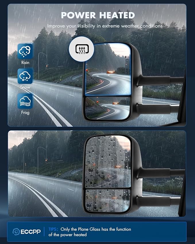 ECCPP Towing Mirrors Replacement fit for 2014-2018 for Chevy for GMC for Silverado for Sierra 1500 2015-16 2500 HD 3500 HD Power Heated Mirrors