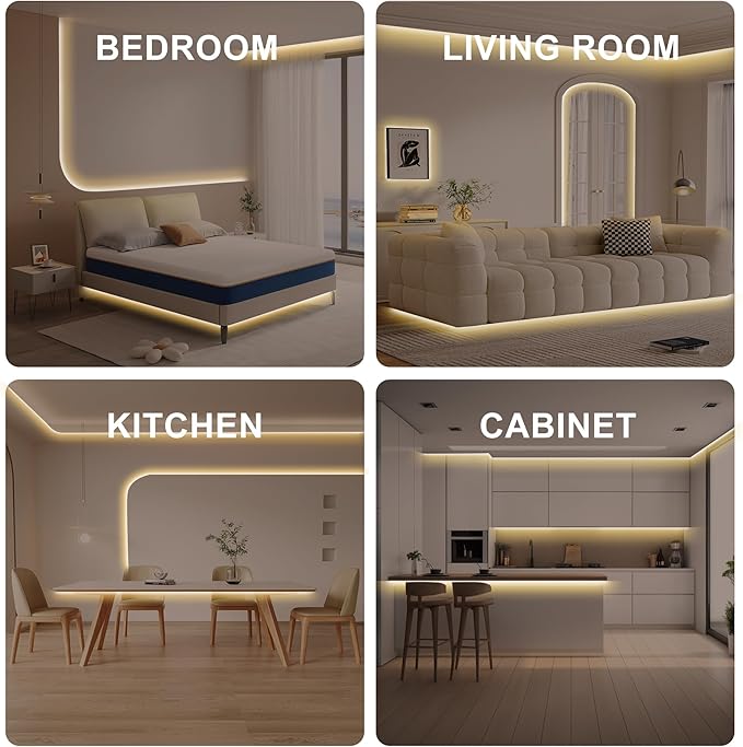 16.4ft COB Led Strip Light with Remote, 2700K Dimmable Bright Warm White Led COB Strip Light, White Led Strip Light for Mirror, Stair, Cabinet, Room