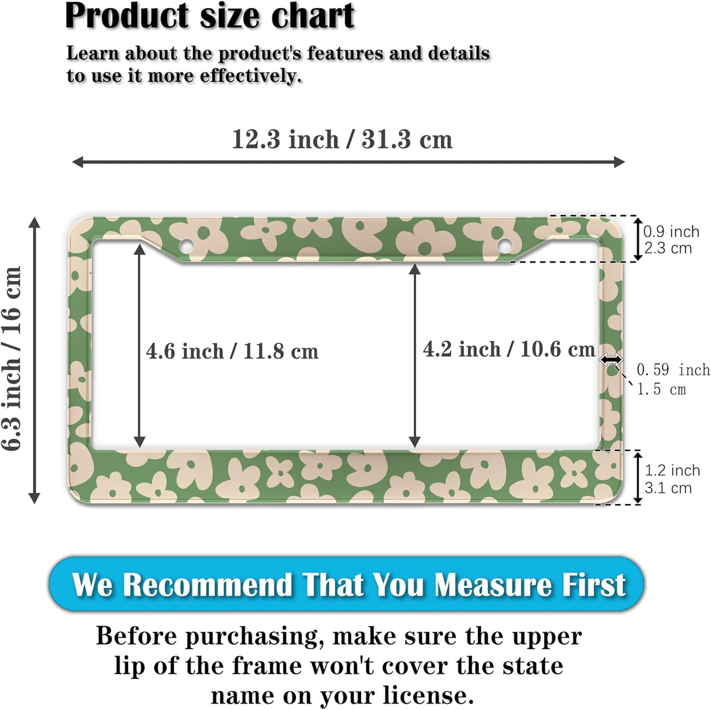 License Plate Holder Multicolor License Plate Frames Vintage Groovy Flowers Universal Aluminum Car Accessory 2 Pack with Screw Covers Set