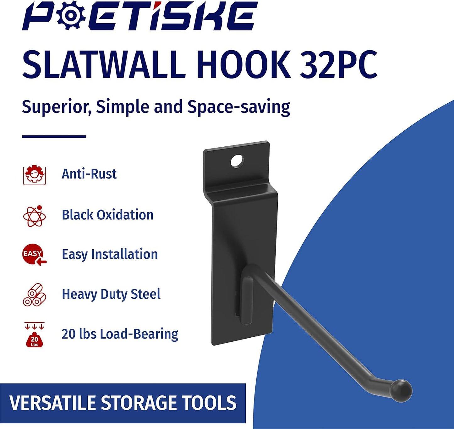 unp POETISKE Slatwall Hooks 32PC 8 Inch Slatwall Accessories Slatwall Panel Hooks Garage Organization Slat Wall Hooks Heavy Duty Pegboard Gridwall Hooks Display Hooks for Retail Black